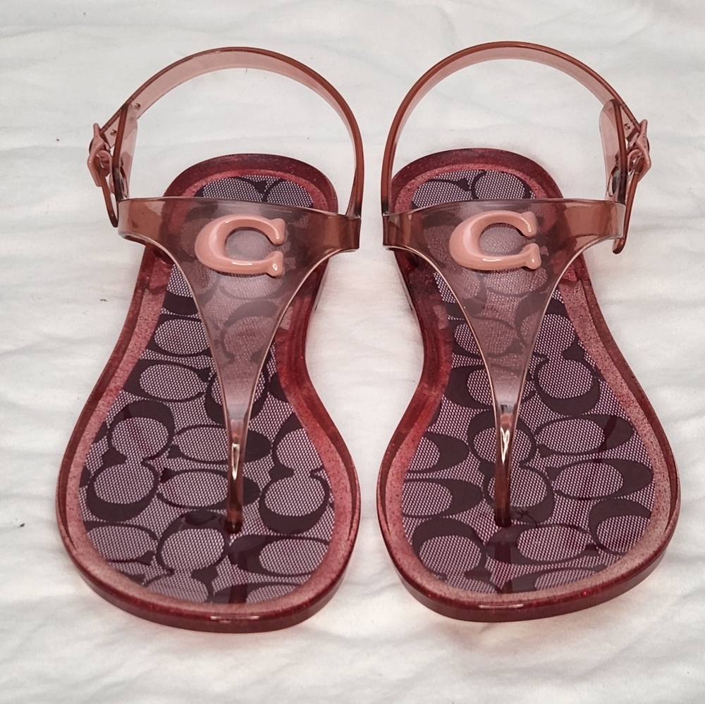 Coach Natalee Jelly Thong Sandals New No Box Candy Apple/Pink Size 6 - Picture 4 of 12